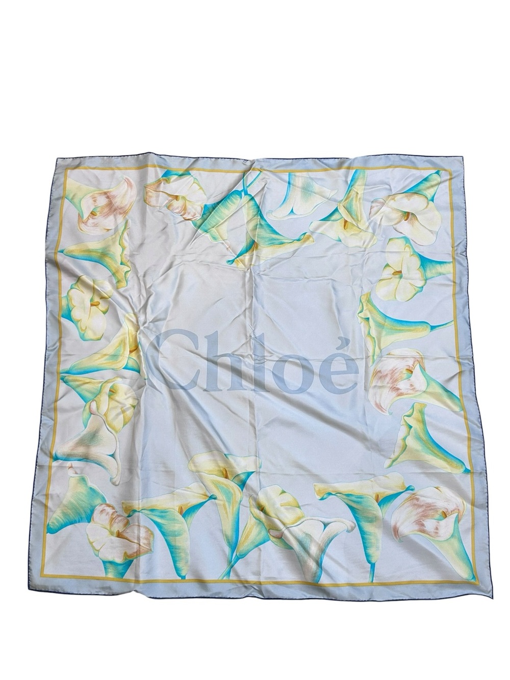 Chloe silk calla lily oversized scarf luxury France wrap romantic spellout